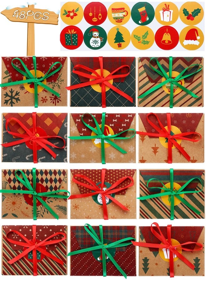 مارسبارك مجموعة مارسبارك المكونة من 48 قطعة من صناديق حامل بطاقات هدايا عيد الميلاد مع شريط، وأظرف نقود، وصناديق بطاقات لتزيين حفلات عيد الميلاد وتغليف الهدايا (نمط بسيط). - Image 2